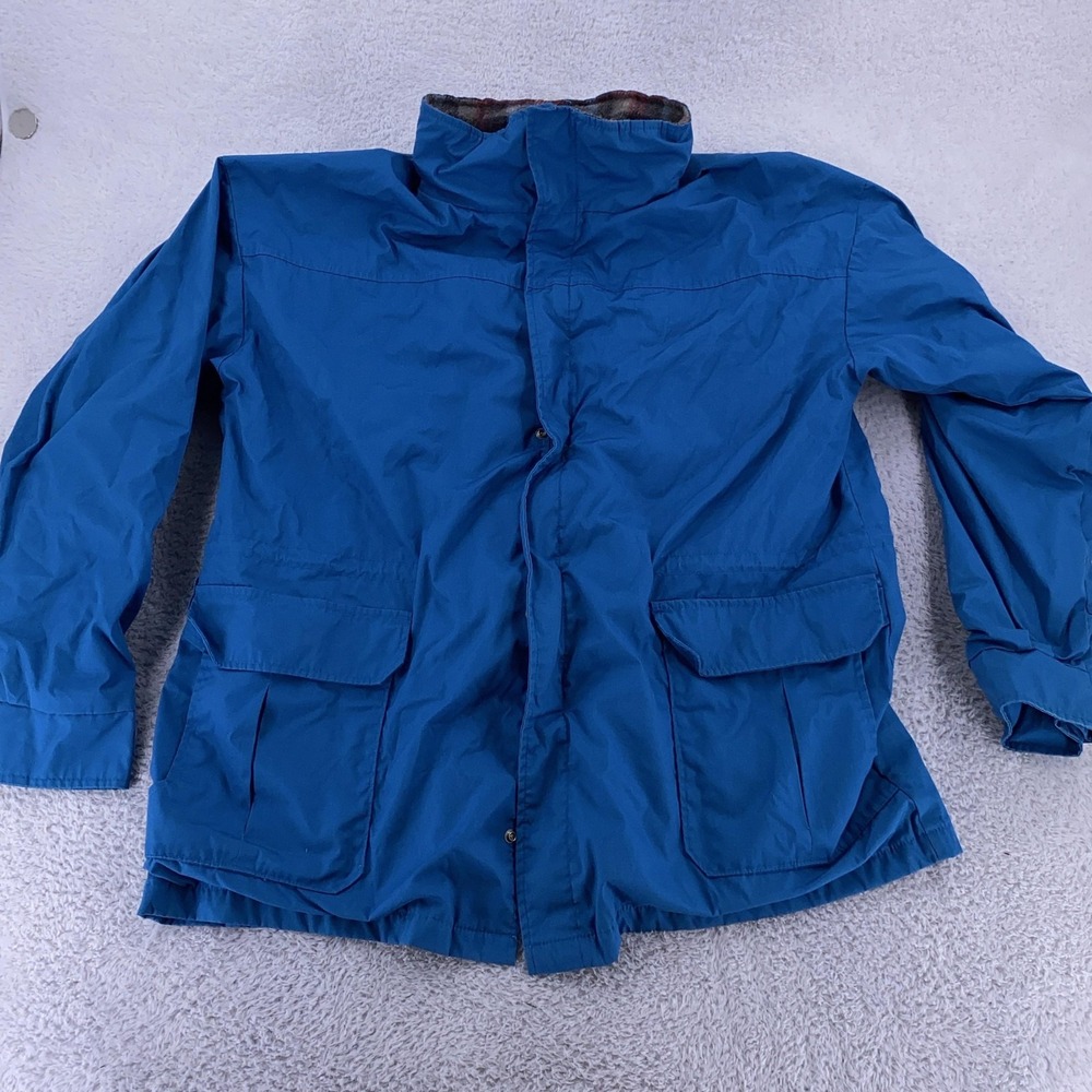 Vintage Woolrich Jacket Mens Large Blue‎ Plaid Lined Made USA Winter Parka 90s